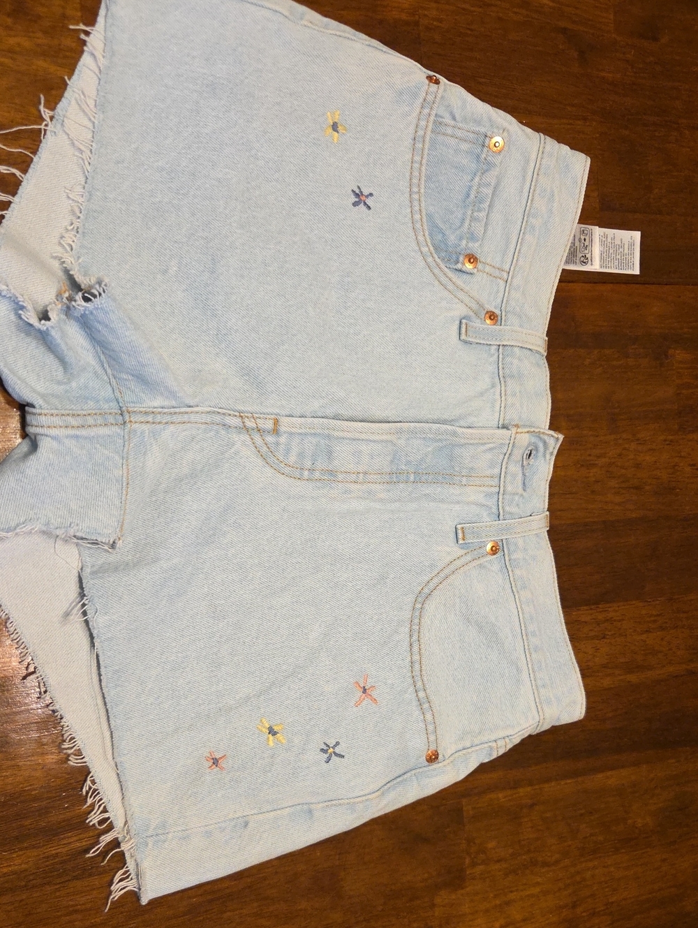 Levi's Light Blue Denim Shorts with Multicolor Star Embroidery